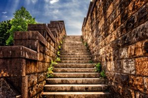 Brick steps heading up